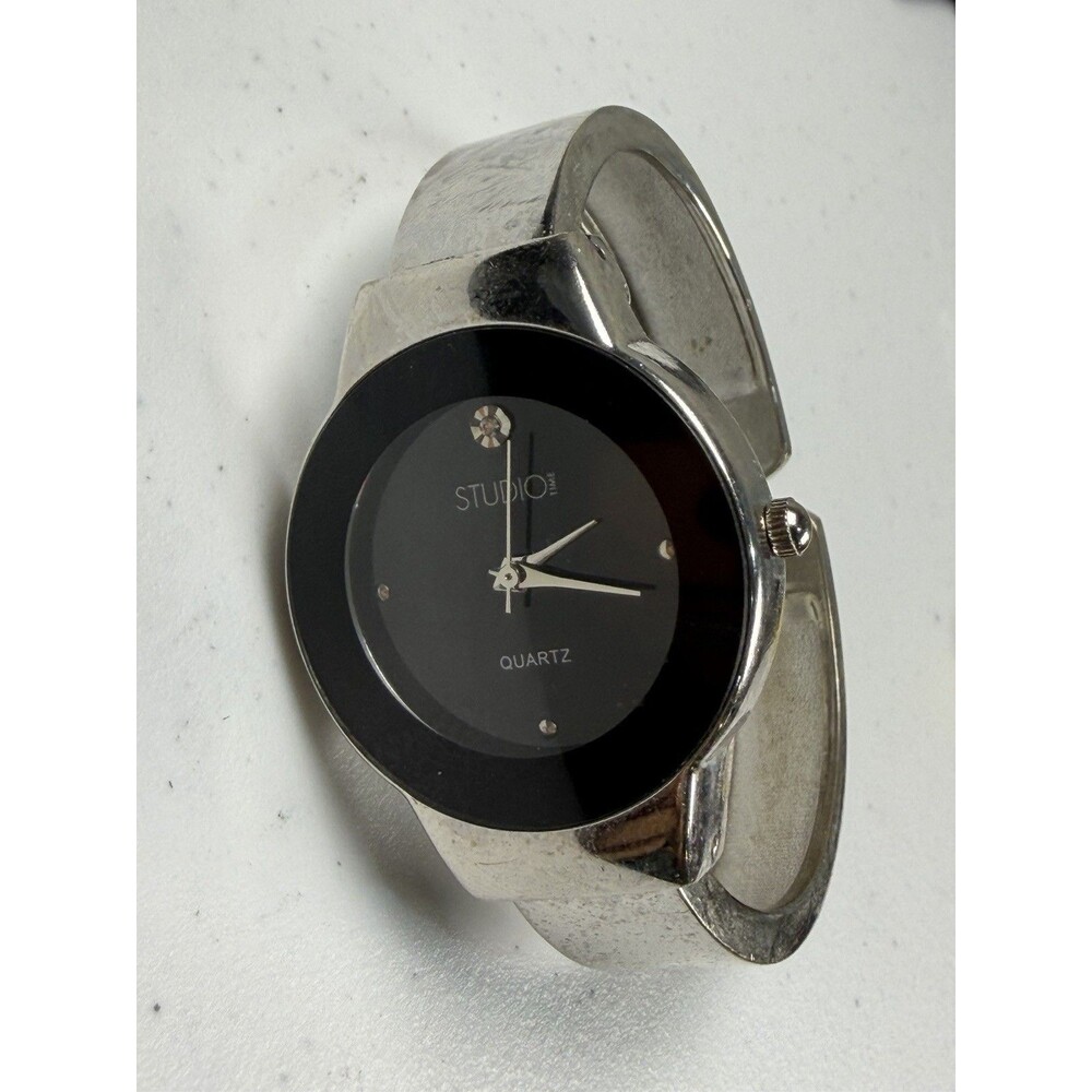 Studio Time STD9081 Women’s Quartz Cuff Bangle Watch Black Dial 31.5mm